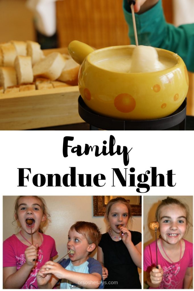 Get creative with a family fondue night - use more than just melted cheese! www.orsoshesays.com #fondue #familynight #familyfonduenight