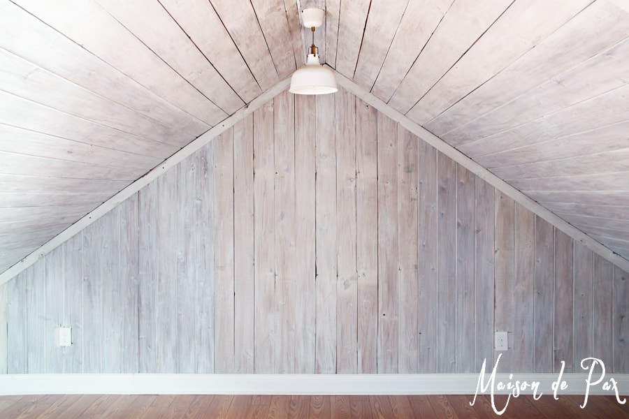Whitewashed Wood Wall and Ceiling