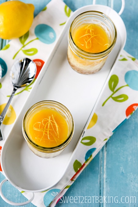 Individual Lemon Curd Cheesecakes by Sweet2EatBaking.com