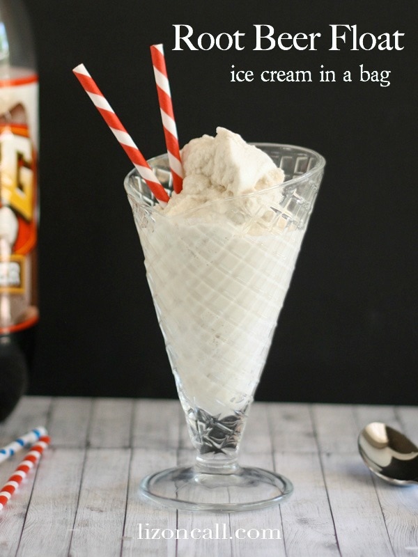 Make delicious and creamy root beer float ice cream in a bag.  Such a fun activity for kids during the summer.