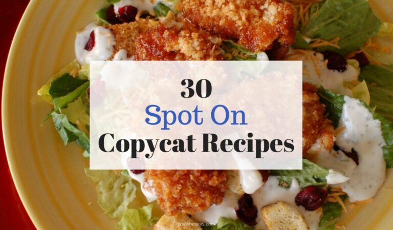 30 Copycat Recipes that are SPOT ON! www.orsoshesays.com #recipes #copycat #olivegarden #whitecastle #chickfila #wingers #ikea #applebees #corbins #wendys #tacotime #cinnabon #gardnervillage #archibalds #pfchang #redlobster #chilis #texasroadhouse