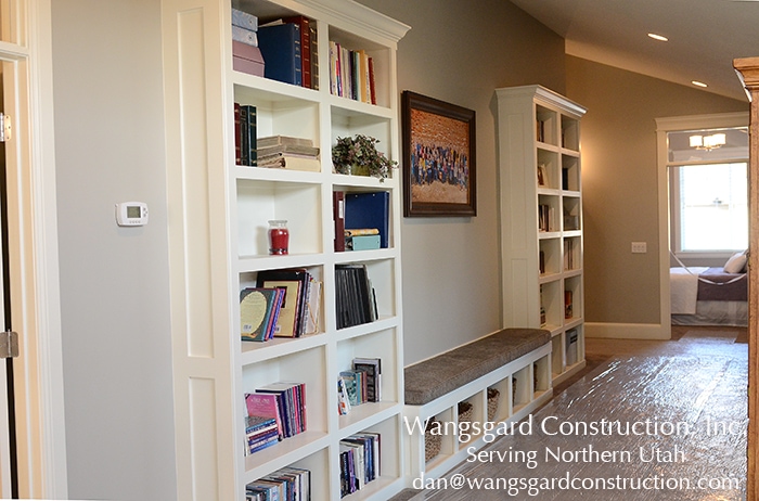 Love the idea of adding shelves in the hallway. Lots and lots of finish carpentry ideas from Mariel's husband, a Utah finish carpenter!