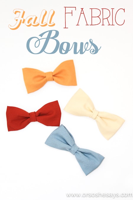 Fabric hair bows for Fall is a simple DIY for every school girl's hair this season! Get the how-to on www.orsoshesays.com