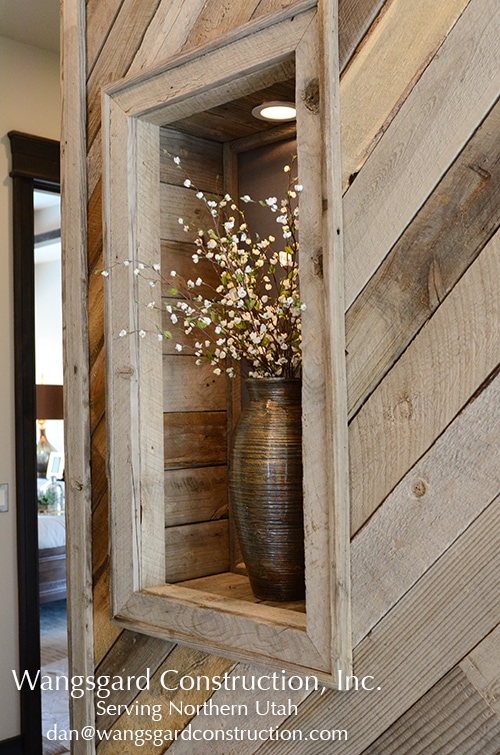 Such a cool wall! Lots and lots of finish carpentry ideas from Mariel's husband, a Utah finish carpenter!