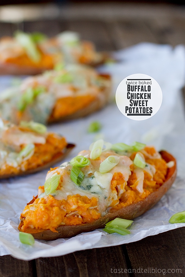 Twice Baked Buffalo Chicken Sweet Potatoes - Ultimate Tailgating Series