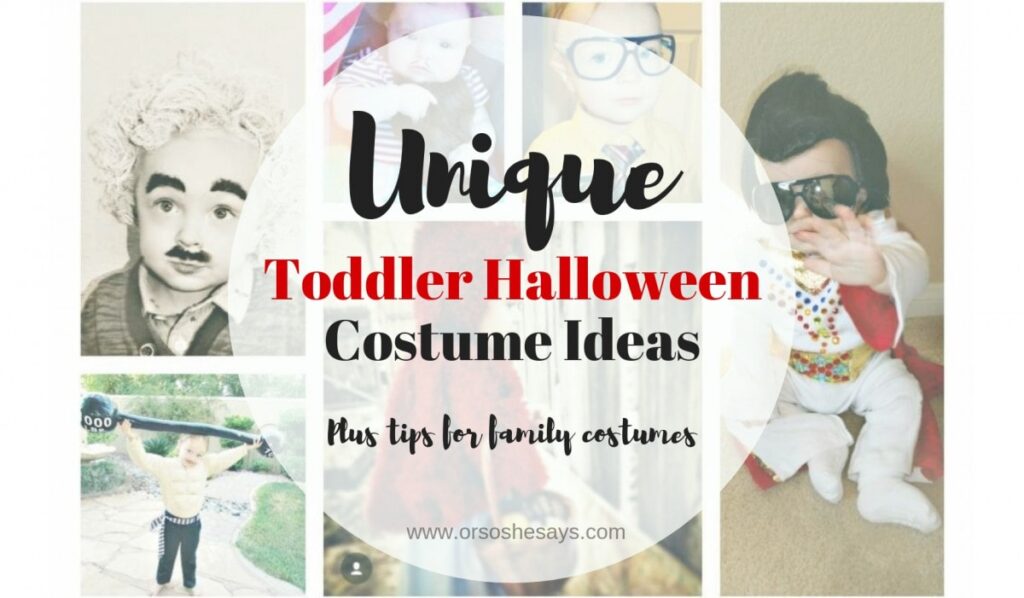 I'm so excited about this post! Halloween is my absolute favorite holiday. Here are a few unique toddler Halloween costume ideas, and some tips and tricks for creating them! #halloween #uniquetoddlerhalloweencostumeideas #halloweencostumes #familycostumes #diy #ldsblogger #lds #mormonblogger #mormon www.orsoshesays.com