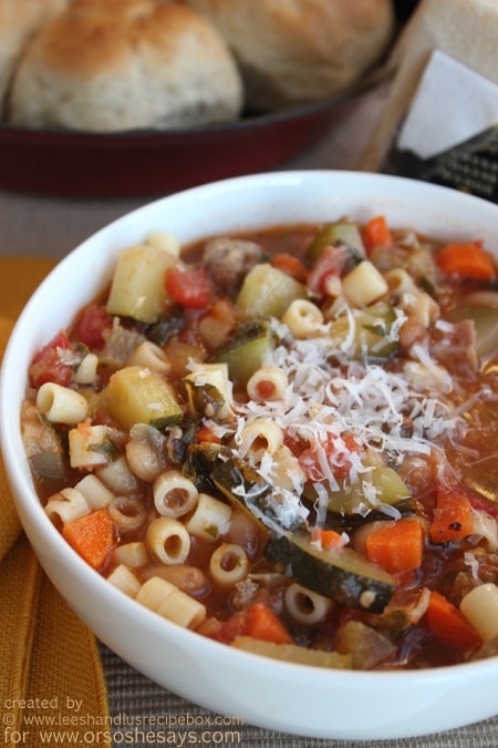 This family friendly minestrone recipe can be adapted for whatever you have on hand. And it's so delicious and filling!