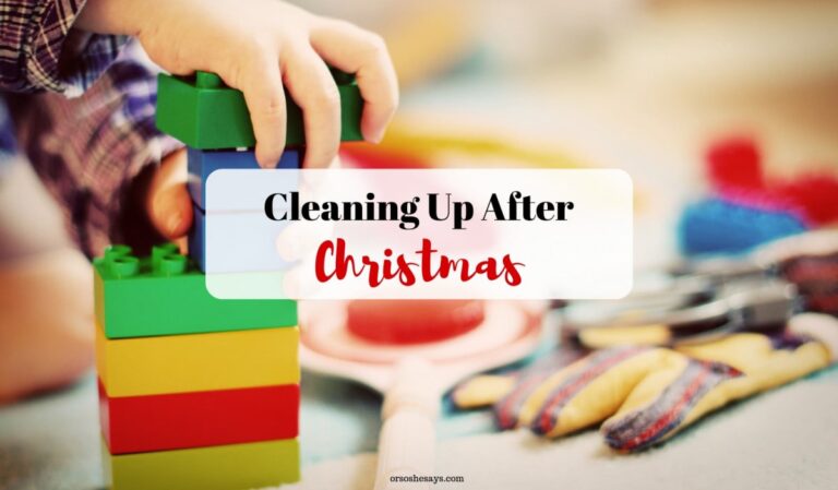 Check out some ways to make cleaning up after Christmas a little less daunting for everyone: www.orsoshesays.com #cleaningupafterchristmas #christmas #themagicoftidyingup #cleanup
