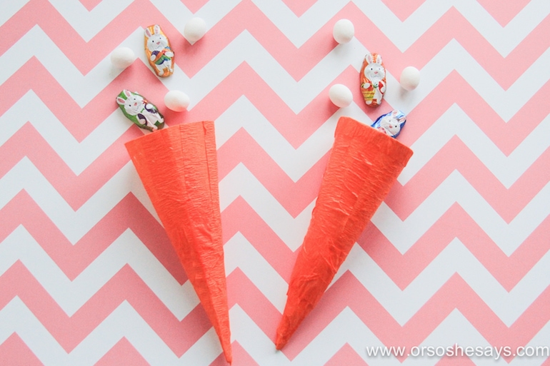 Surprise Carrots with Treats - www.orsoshesays.com #EasterTreats #TreatsforEaster #Easter