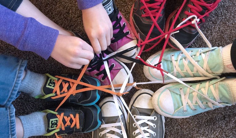 shoelaces tied together