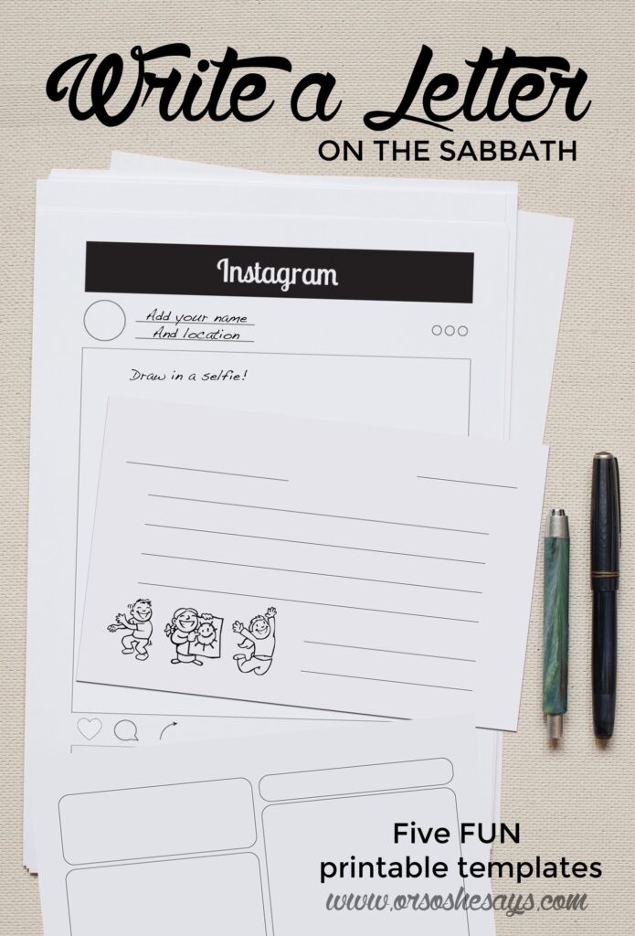 Sabbath Activities - Write a letter on the Sabbath with one (or all!) of these fun templates!