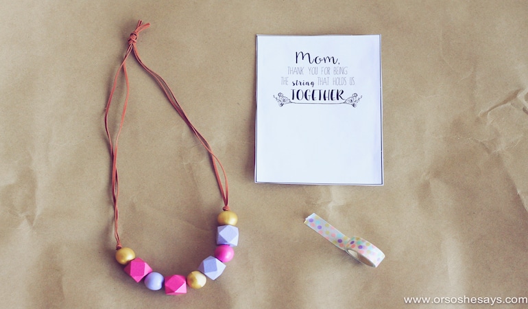 Or So She Says- This Mother's Day Necklace idea is the perfect gift for any woman in your life! Make one with the kids today!