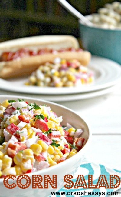 This corn salad only calls for 5 ingredients, so it's easy to cater to your family's favorite tastes. Find the recipe at www.orsoshesays.com.