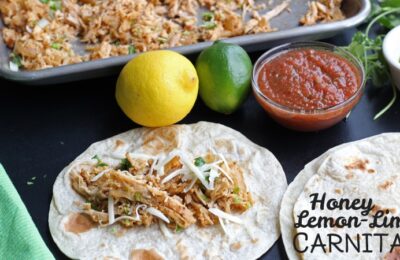 Get the fresh, citrus flavors of summer on your family's plates with Leesh & Lu's Honey Lemon Lime Carnitas! Find the recipe on www.orsoshesays.com today.