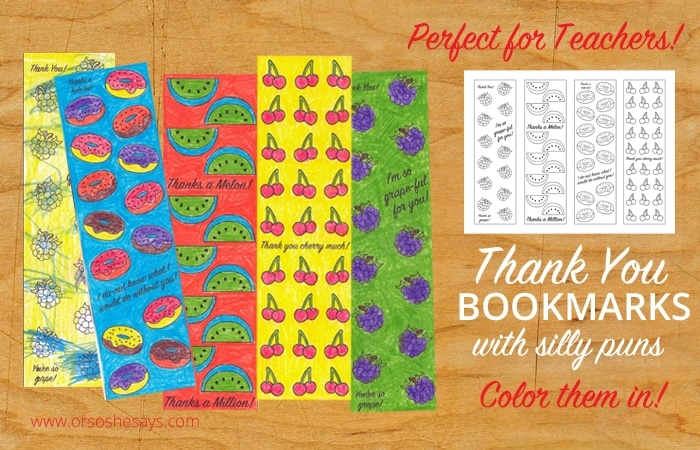 Printable Thank You bookmarks