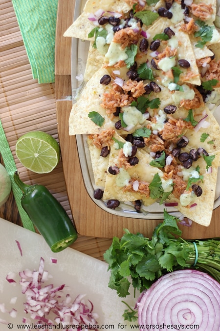 Sweet Pork Nachos baked in the oven are a fun twist on a family favorite!