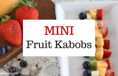 Summer fruit is in season and it is the perfect snack for kids. Get them excited about eating healthy and make some mini fruit kabobs together. www.orsoshesays.com #recipes #summer #healthy #fruitkabobs