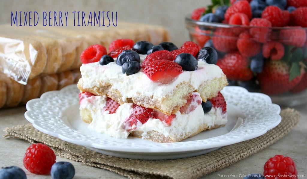 Mixed Berry Tiramisu is a fresh, summery take on a classic. See the recipe at www.orsoshesays.com.