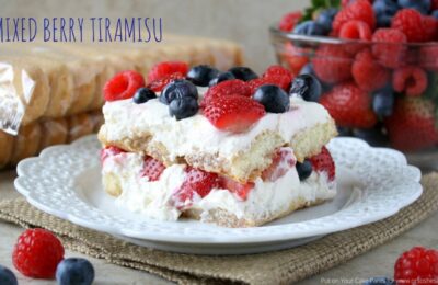 Mixed Berry Tiramisu is a fresh, summery take on a classic. See the recipe at www.orsoshesays.com.