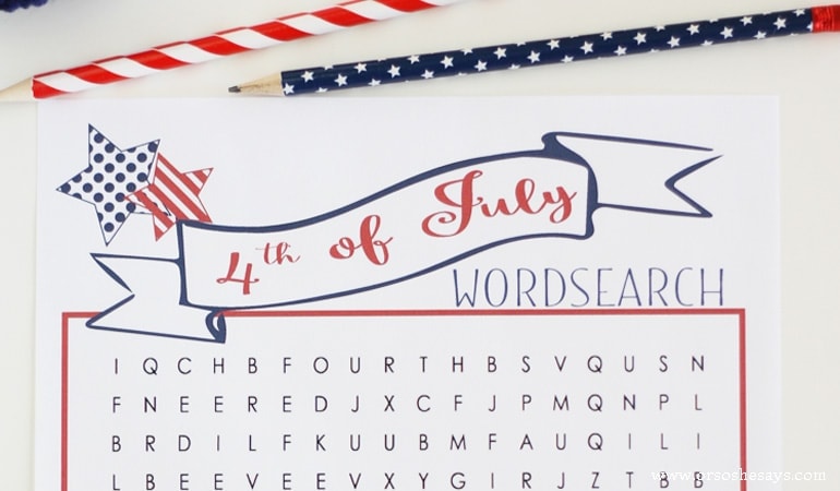 Entertain the kids at your 4th of July get together with this fun free printable 4th of July word search.