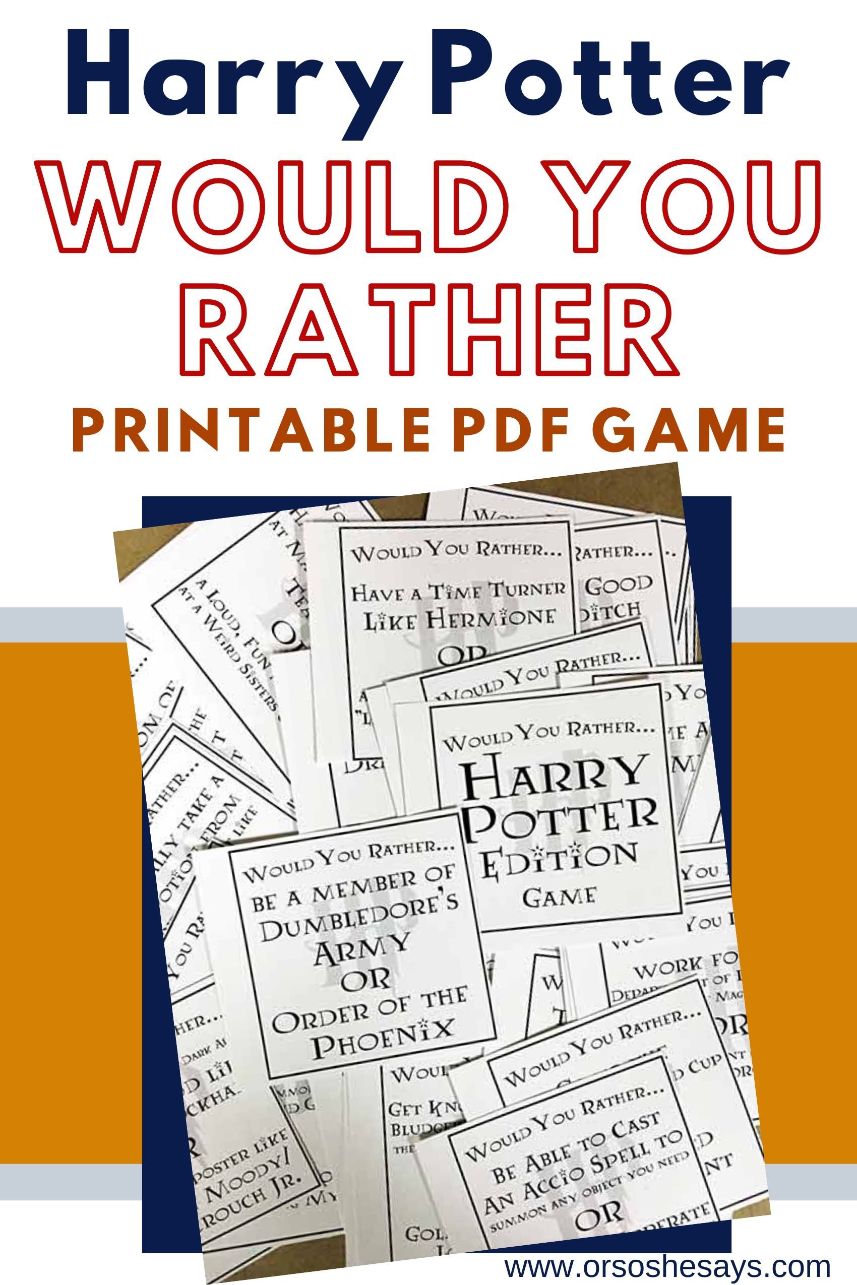 Harry Potter Would You Rather ~ Printable PDF Game