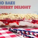 No bake cherry delight is a perfect dessert for your next party or potluck. Find the recipe on www.orsoshesays.com.