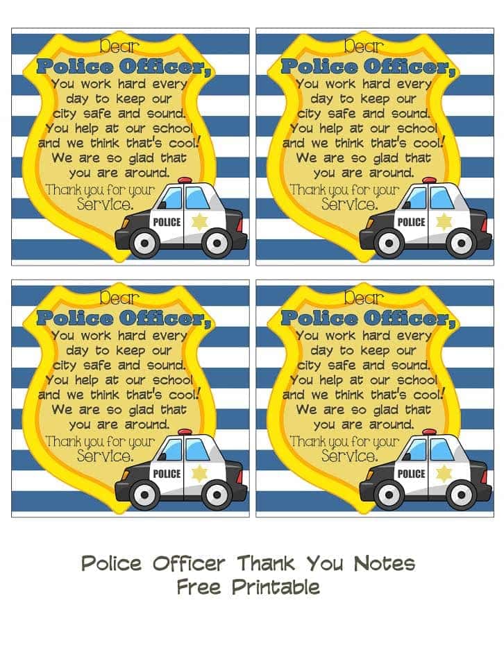 Free Printable Thank You Cards For Police Officers