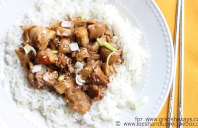 Teriyaki Chicken is a perfect no-fuss meal for back to school! See Leesh & Lu's one-pot take on a classic recipe at www.orsoshesays.com.