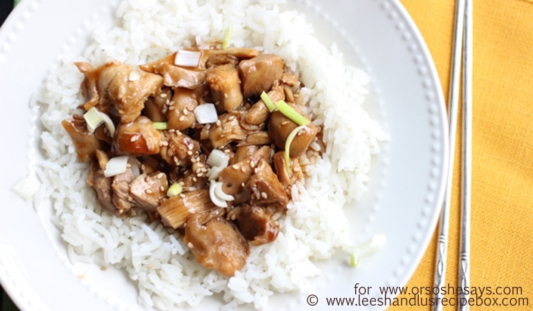 Teriyaki Chicken is a perfect no-fuss meal for back to school! See Leesh & Lu's one-pot take on a classic recipe at www.orsoshesays.com.