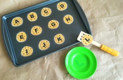 ﻿For basic skills like letter recognition, try this fun cookie game Sierra is sharing today. Get the free printable and bake up your own ideas with your little ones at home! Find it all at www.orsoshesays.com.