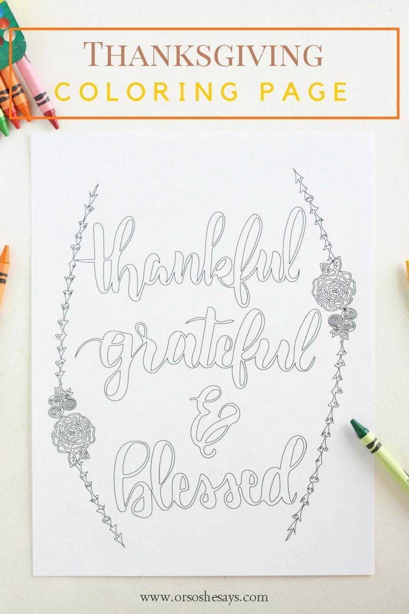 Let the kids color this beautiful free printable thankful coloring page to display during the holiday. It's a great reminder of the reason for the season.