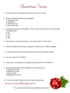 Christmas Trivia Quiz ~ Free Printable (she: Rachel)