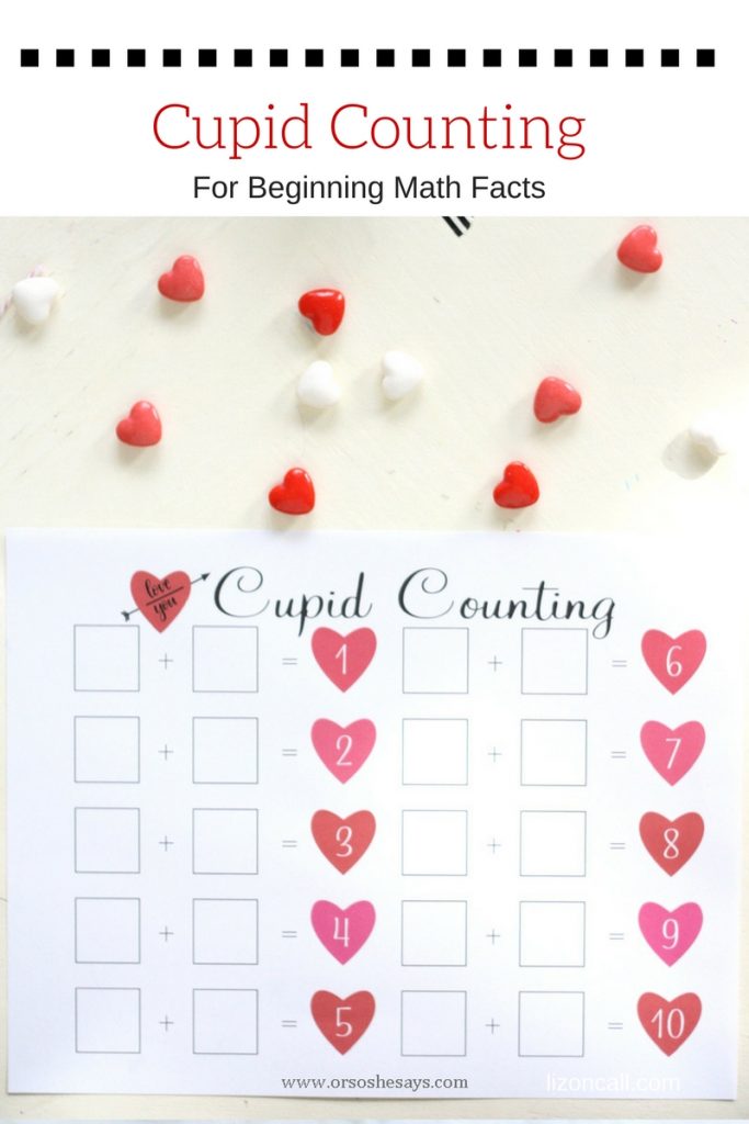 Help your early learners practice their math skills with this free printable cupid counting page. Get the download at www.orsoshesays.com.