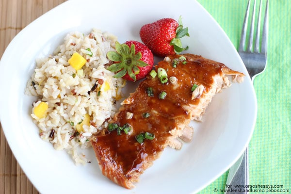 Salty and sweet, this miso glazed salmon is a simple but fancy-tasting meal the whole family can enjoy. Get the recipe on www.orsoshesays.com.