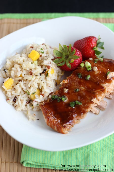 Salty and sweet, this miso glazed salmon is a simple but fancy-tasting meal the whole family can enjoy. Get the recipe on www.orsoshesays.com.