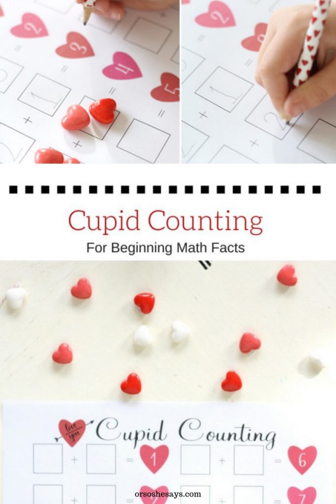 Help your early learners practice their math skills with this free printable cupid counting page. Get the download at www.orsoshesays.com.