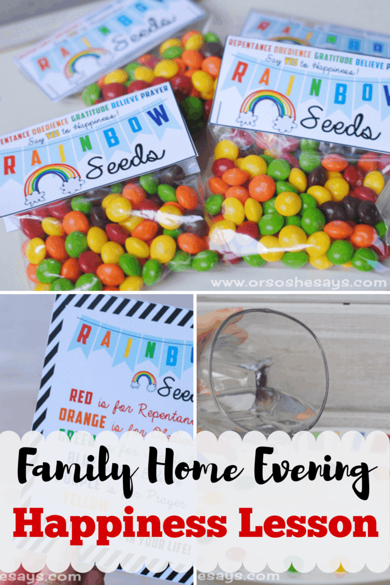 This is such a cute Family Home Evening and a great lesson for St. Patrick's Day. Put together packets of rainbow sees to talk about planting happiness, and a complete lesson is ready for you too!