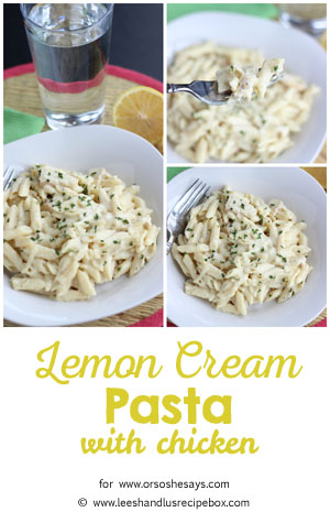 Lemon cream pasta brings a fresh taste to an already easy to whip up dish! If you have leftover chicken, mix it in and enjoy a filling meal. Get the recipe details on www.orsoshesays.com today!