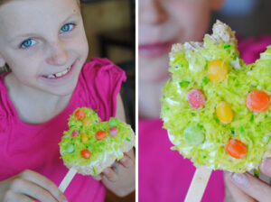 Mickey Treats - Make these cute and easy Mickey Spring Rice Krispy Treats for your family with our copycat Disneyland recipe. Your kids will love helping you make them. Get the how-to on the blog today: www.orsoshesays.com