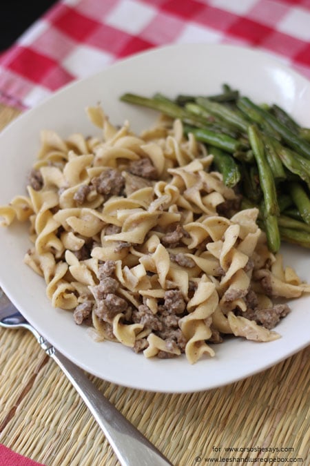 Did you grow up with a certain boxed version of this comfort food? Well, check out Leesh & Lu's lighter take on beef stroganoff that's ready in 20 minutes! Get the recipe on www.orsoshesays.com today.