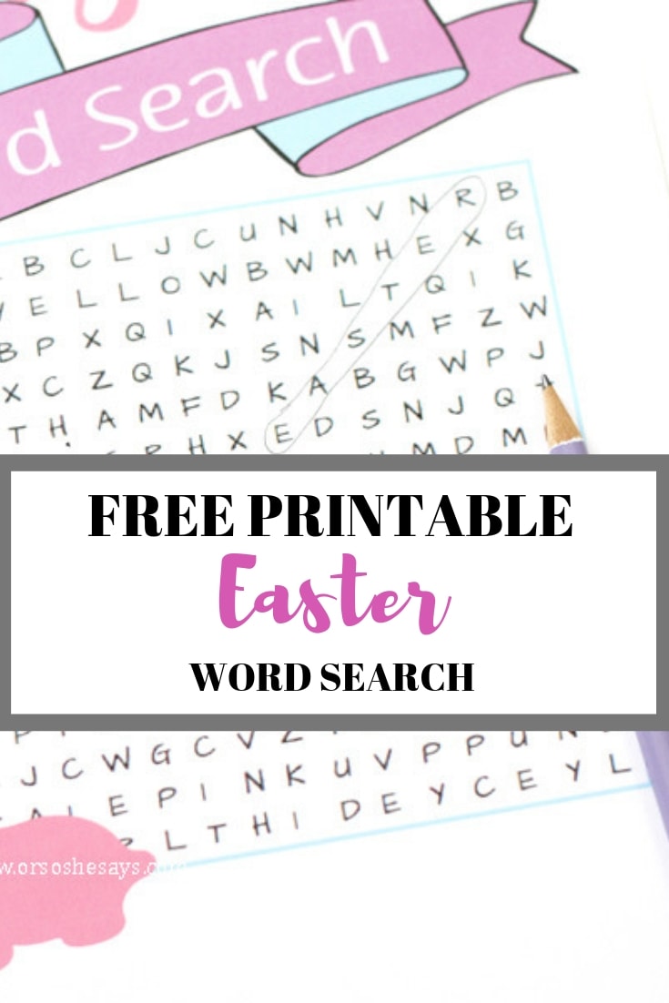 This free printable Easter word search will help keep the kids entertained as you put on your Easter brunch this year. Adults might even enjoy it too! Print it off at www.orsoshesays.com