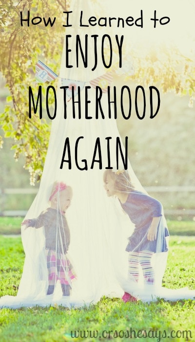Today on the blog, Elise shares how motherhood started to feel too heavy for her, and how she overcame that and learned to enjoy it again. Read all about it on the blog: www.orsoshesays.com