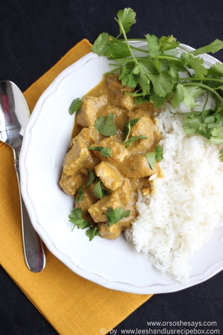 This Creamy Coconut Chicken Curry is so fast and simple to make, but feels fancy enough to serve to company. Check it out today on www.orsoshesays.com.