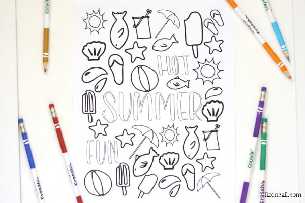 Free printable summer coloring page at lizoncall.com