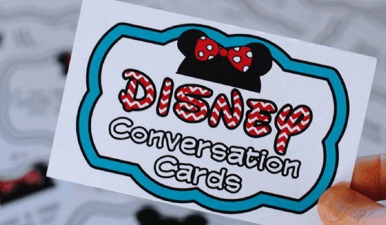 Got a road trip coming up? Then print these free Disney conversation cards as part of your plan to keep the kids entertained on the drive! Get all the info at www.orsoshesays.com.