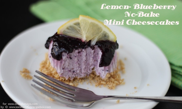 It's no secret that we love cheesecake. And we think this frozen, mini, no-bake version should be declared the official dessert of summer! This blueberry lemon version is cool, light, refreshing, and pretty much everything you could ask for in a dessert. Get the recipe from Leesh and Lu on www.orsoshesays.com today!