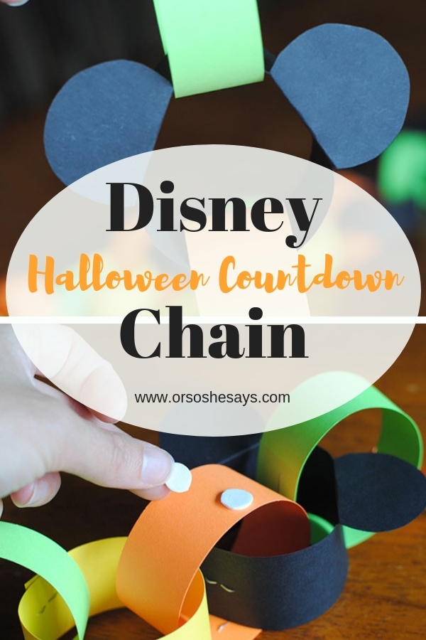 This Disney Halloween Countdown Chain is so easy it is scary! Get ready for the perfect way to countdown to your not-so-spooky Disneyland vacation. If you're not heading to the parks during Halloween Time, you can still use this Halloween countdown just to count the days till Halloween in your very own neighborhood. #halloween #halloweentime #halloweencountdown #daystillhalloween #disneycountdown #disneyworldcountdown #disney #disneyland #disneyworld #ldsblogger #mormonblogger #lds #mormon #countdown www.orsoshesays.com