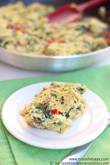 This omelette is a great clean-out the fridge recipe that comes together in a snap. Use up those summer veggies in this dish!