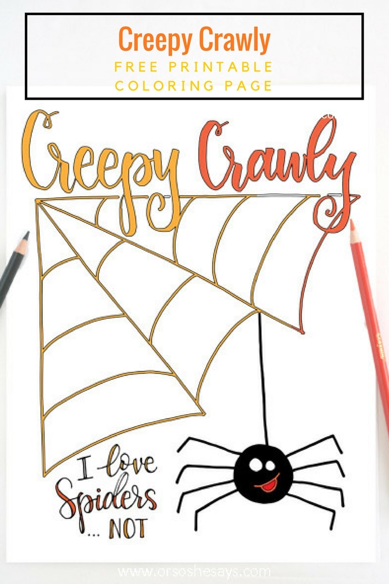 This free printable Halloween coloring page will give your kids the creepy crawlys and have them super excited for Halloween. Get it on the blog: www.orsoshesays.com