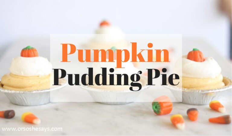 This pumpkin pudding pie is a silky smooth dessert that will be a fun addition to any of your festive holiday gatherings. Get the recipe on www.orsoshesays.com. #pumpkinpie #pumpkinpudding #pumpkinpuddingpie #dessert #thanksgiving #autumn #fall #recipe